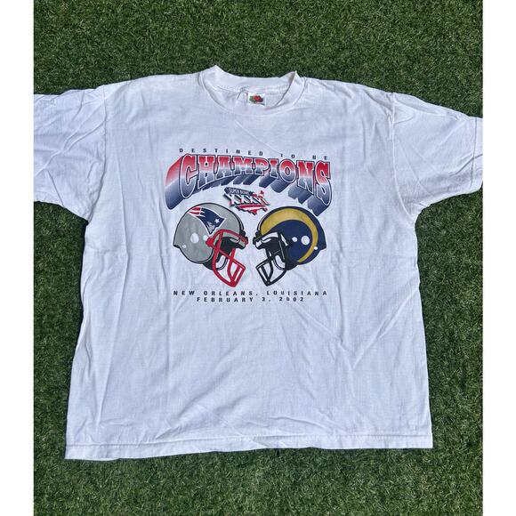 Vintage 2002 Super Bowl XXXVI Patriots vs. Rams Tee - Picture 2 of 3